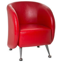 SESSEL Lederlook Rot    - Chromfarben/Rot, MODERN, Textil/Metall (60/85/50cm) - MID.YOU