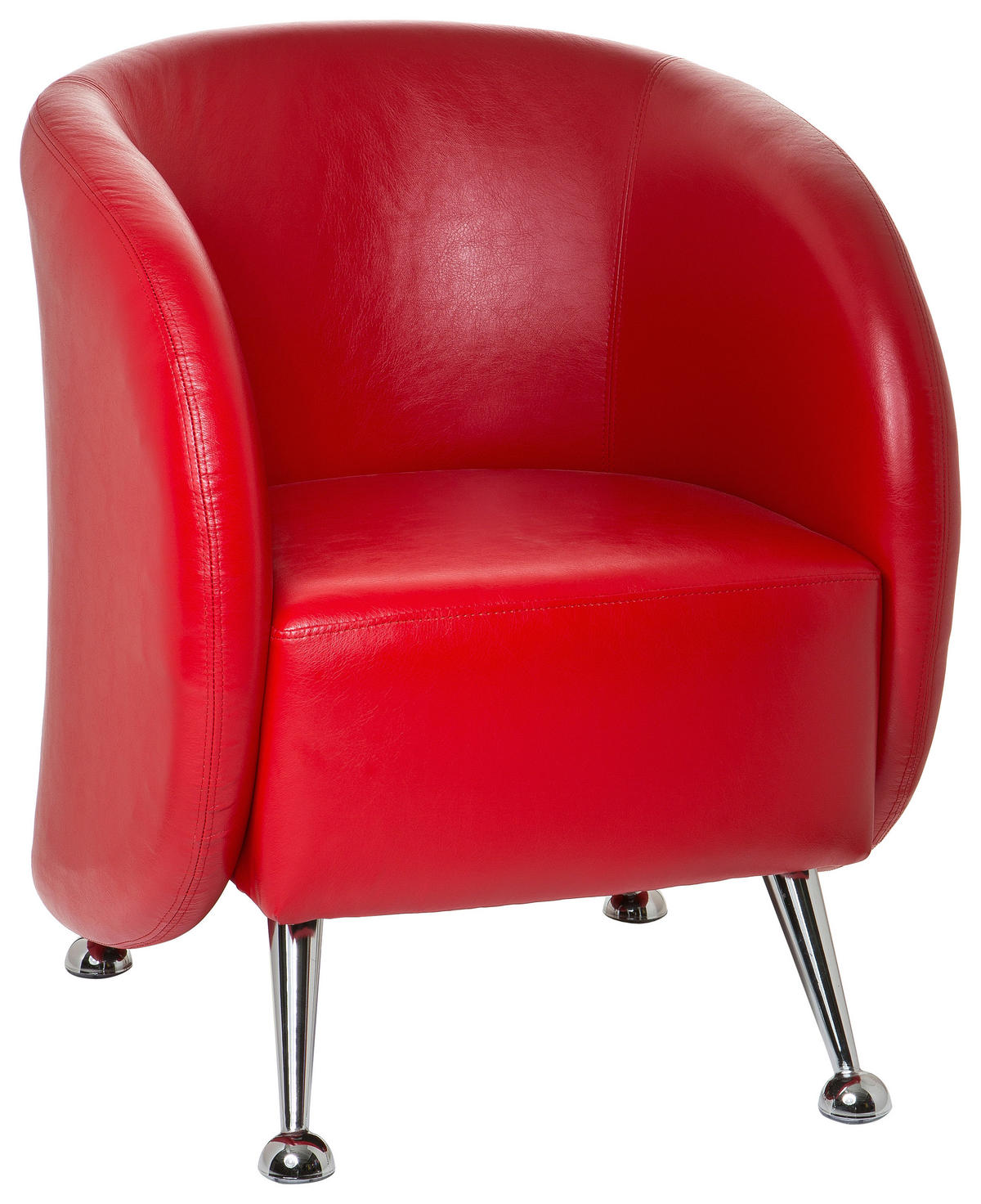 SESSEL Lederlook Rot    - Chromfarben/Rot, MODERN, Textil/Metall (60/85/50cm) - MID.YOU
