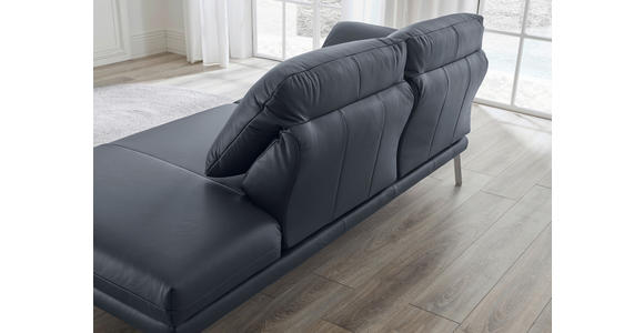 RÉCAMIERE in Echtleder Dunkelblau, Blaugrau - Chromfarben/Blaugrau, Design, Leder/Metall (209/85-109/95-16cm) - Dieter Knoll