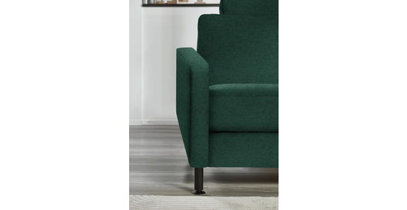 ECKSOFA Dieter Knoll in Chenille, Flachgewebe Waldgrün  316/175 cm  - Waldgrün/Schwarz, Design, Textil/Metall (316/175cm) - Dieter Knoll