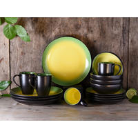 KOMBISERVICE HOT - GREEN 16-teilig  - Schwarz/Grün, Basics, Keramik (35/34/35cm) - Creatable