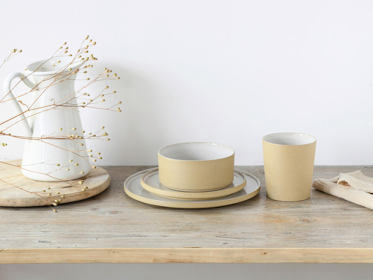 KAFFEEBECHERSET Futuro 4-teilig  - Beige/Weiß, Basics, Keramik (22,5/22,5/13,5cm) - Creatable