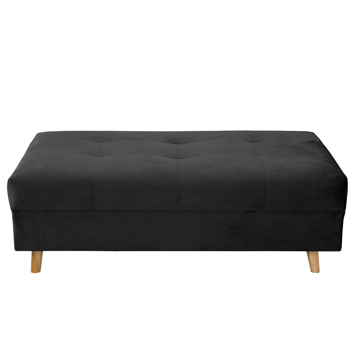 ECKSOFA inkl. Hocker Ariella Schwarz Samt Rückenkissen, Hocker  - Schwarz/Naturfarben, Design, Holz/Textil (231/161cm) - Livetastic