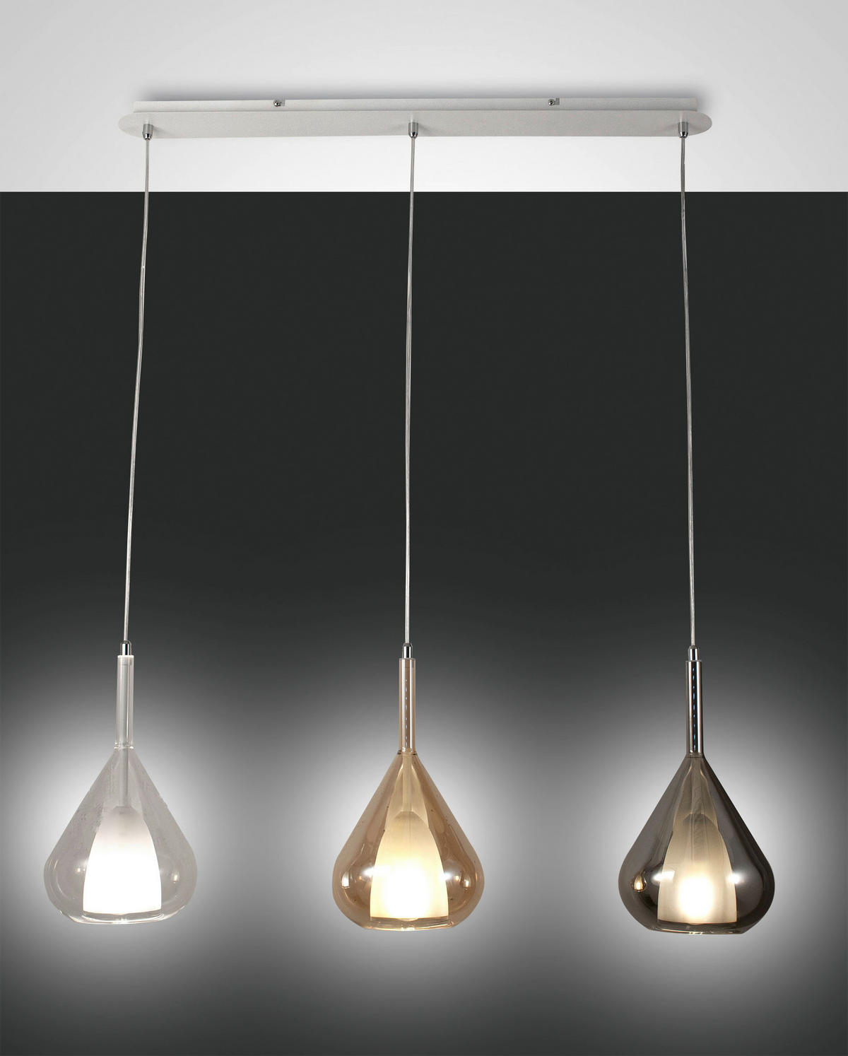 HÄNGELEUCHTE Lila 83/200 cm  - Transparent/Bernsteinfarben, Design, Glas/Metall (83/200cm) - Fabas Luce