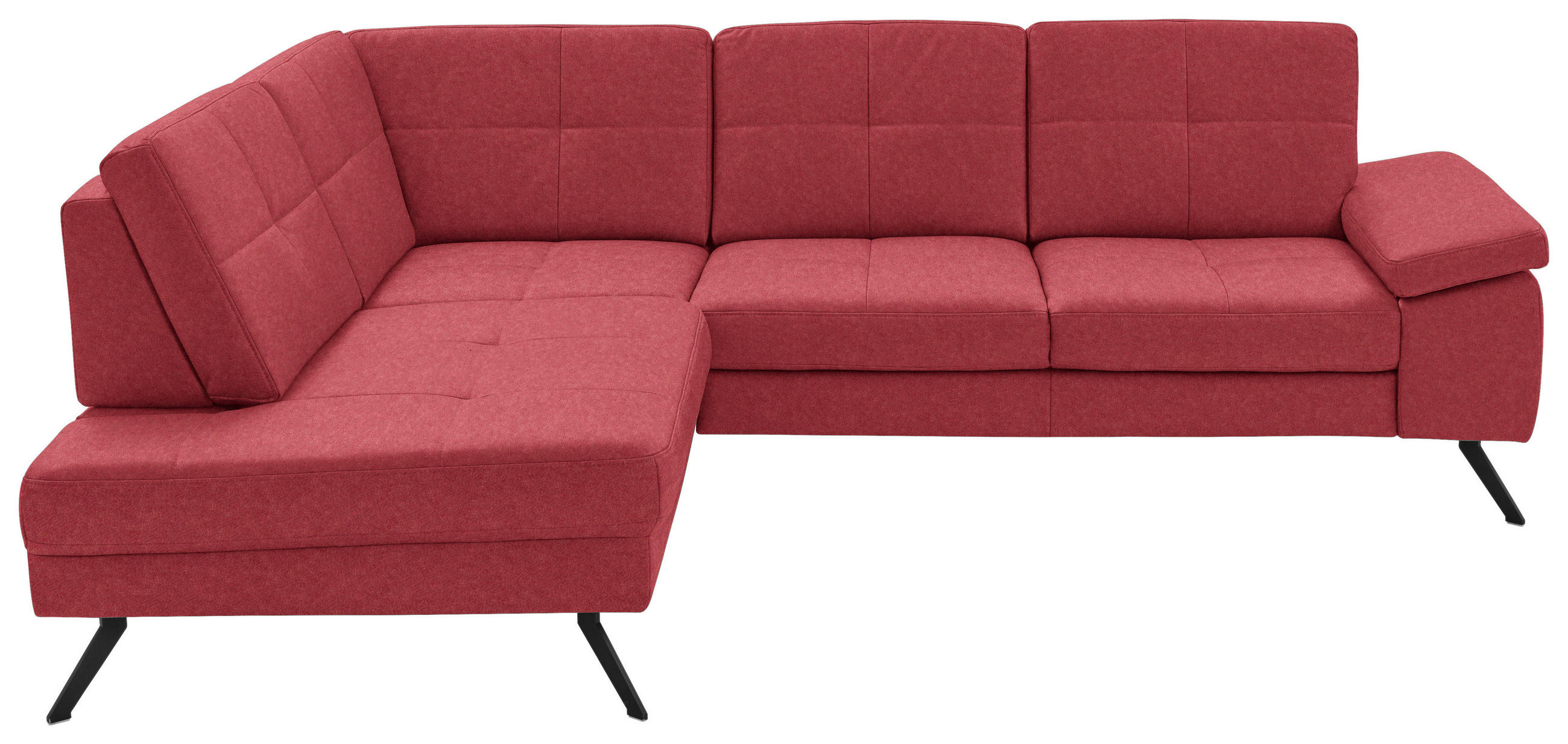 ECKSOFA in Lederlook, Mikrofaser Rot  - Rot/Schwarz, Design, Textil/Metall (194/261cm) - Beldomo System