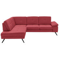 ECKSOFA in Lederlook, Mikrofaser Rot  - Rot/Schwarz, Design, Textil/Metall (194/261cm) - Beldomo System