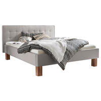 POLSTERBETT gepolstertes Kopfteil 180/200 cm  in Grau, Nussbaumfarben  - Nussbaumfarben/Grau, KONVENTIONELL, Holz/Textil (180/200cm) - Hasena
