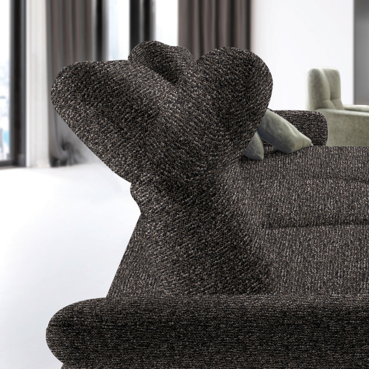 ECKSOFA in Chenille, Flachgewebe Dunkelgrün, Graubraun  318/165 cm  - Dunkelgrün/Graubraun, Design, Textil/Metall (318/165cm) - Xora