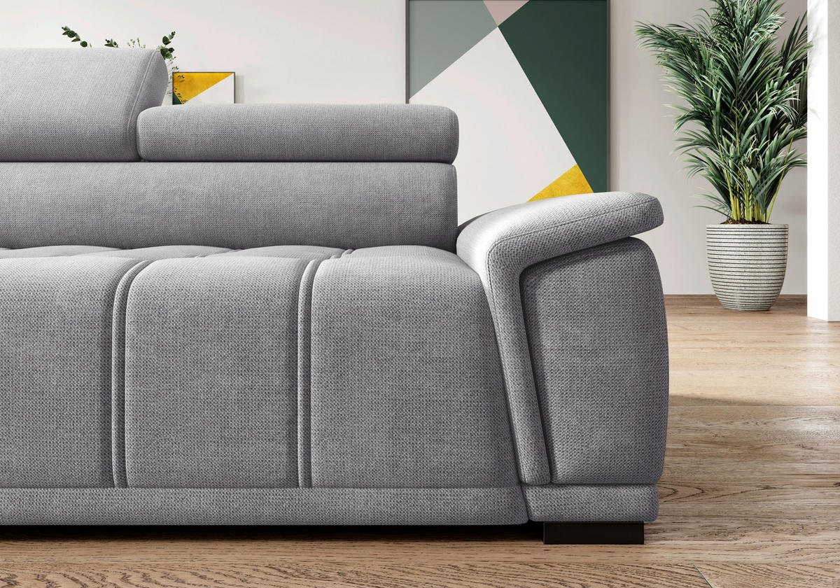 HÖRNSOFFA i chenille, vävt tyg blågrå  - blågrå/svart, Modern, textil/plast (106/283cm) - MID.YOU