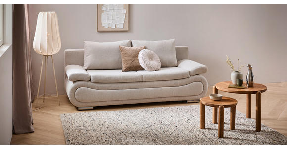 SCHLAFSOFA Jacquard Beige  - Chromfarben/Beige, Design, Textil (200/78/90cm) - Venda