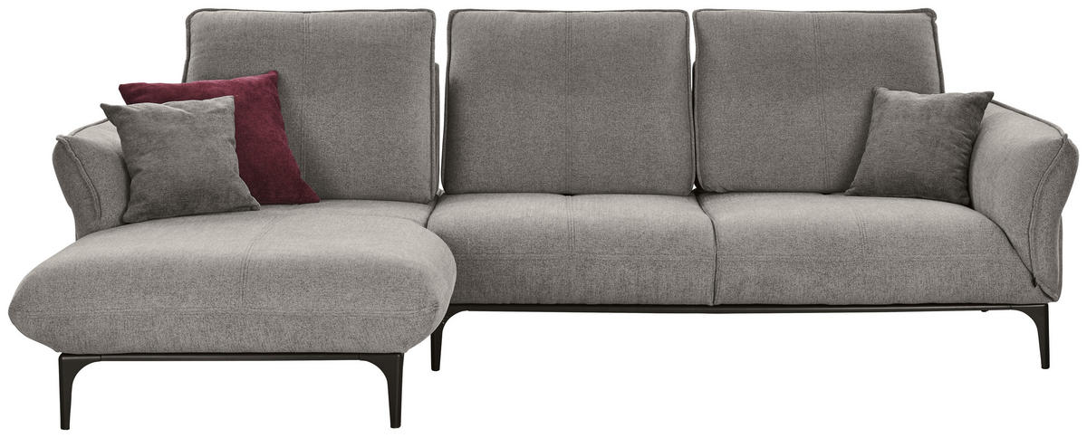ECKSOFA in Webstoff Grau  182/277 cm  - Schwarz/Grau, Natur, Textil (182/277cm) - Valnatura