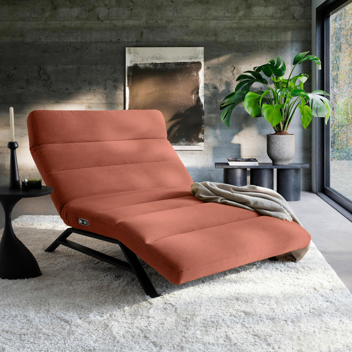 RELAXLIEGE Feincord Rostfarben  - Rostfarben/Schwarz, Design, Textil/Metall (120/54-113/158-198cm) - Pure Home Lifestyle