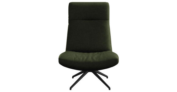 SESSEL in Echtleder Dunkelgrün - Dunkelgrün/Schwarz, MODERN, Leder/Metall (74/105/92cm) - Johann Jakob