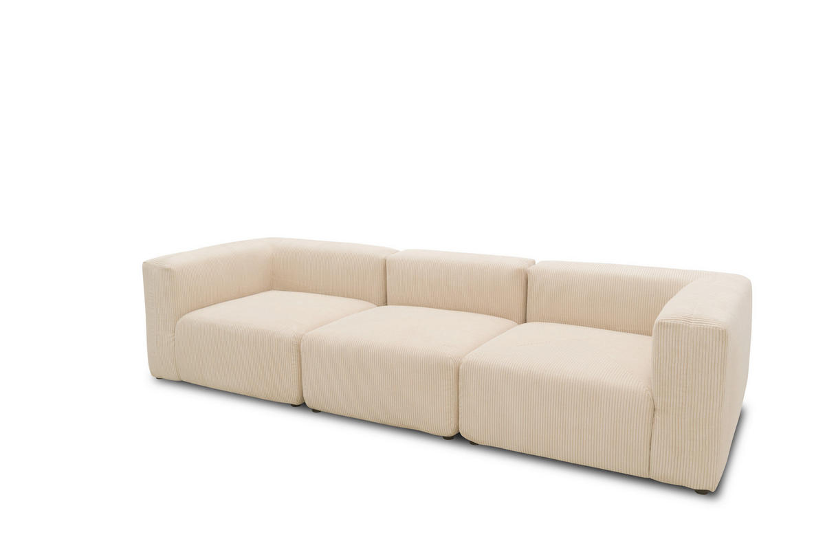 3-SITZER-SOFA Cord, Mikrofaser Creme  - Creme/Schwarz, Design, Kunststoff/Textil (301/69/108cm) - MID.YOU