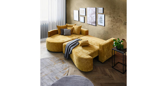 ECKSOFA  in Chenille Goldfarben  194,0/307,0 cm  - Goldfarben/Schwarz, Design, Kunststoff/Textil (194,0/307,0cm) - Carryhome