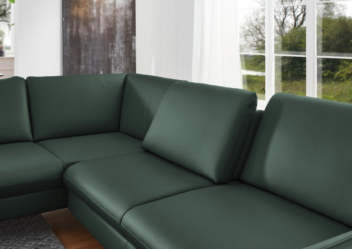 ECKSOFA in Echtleder Opal  220/284 cm  - Opal/Alufarben, KONVENTIONELL, Leder/Metall (220/284cm) - Beldomo Premium