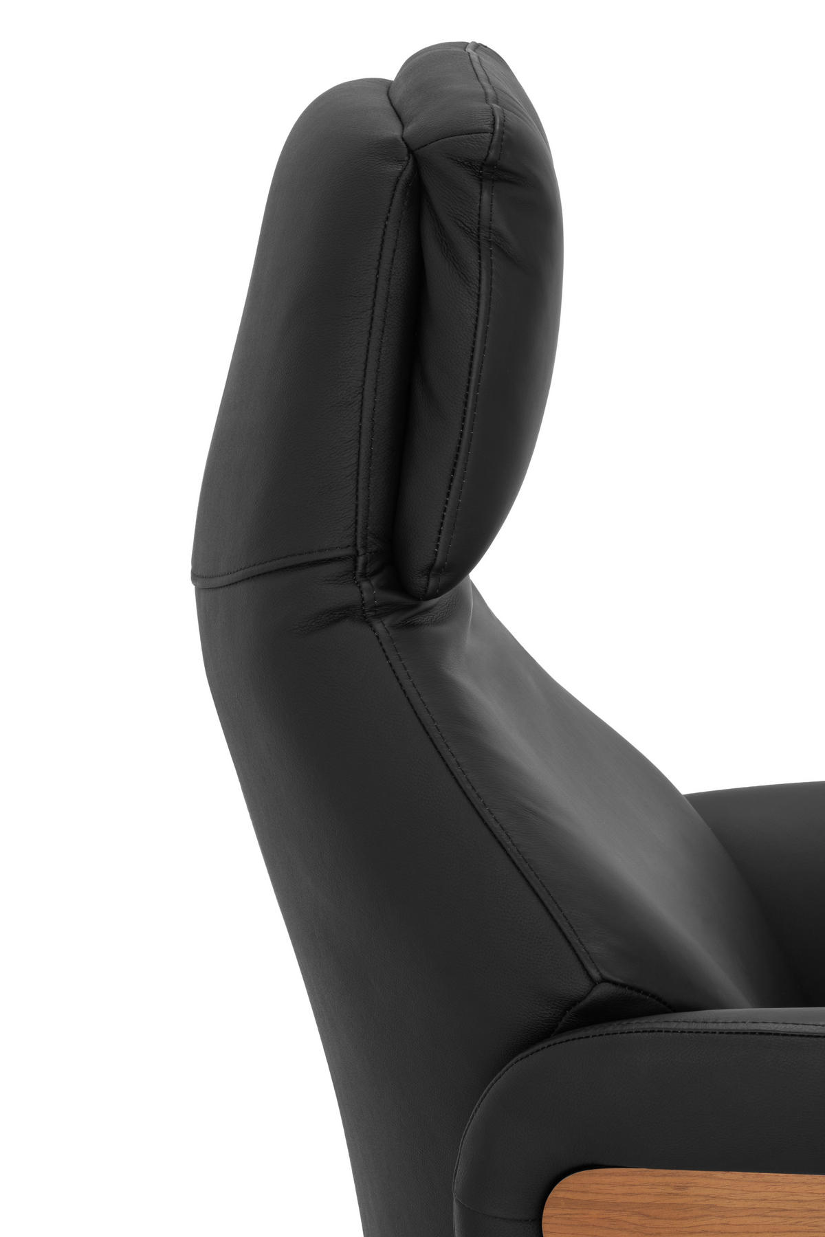 MASSAGESESSEL Echtleder Lederlook Schwarz    - Schwarz/Braun, KONVENTIONELL, Leder/Holzwerkstoff (75/112/85cm) - Livetastic