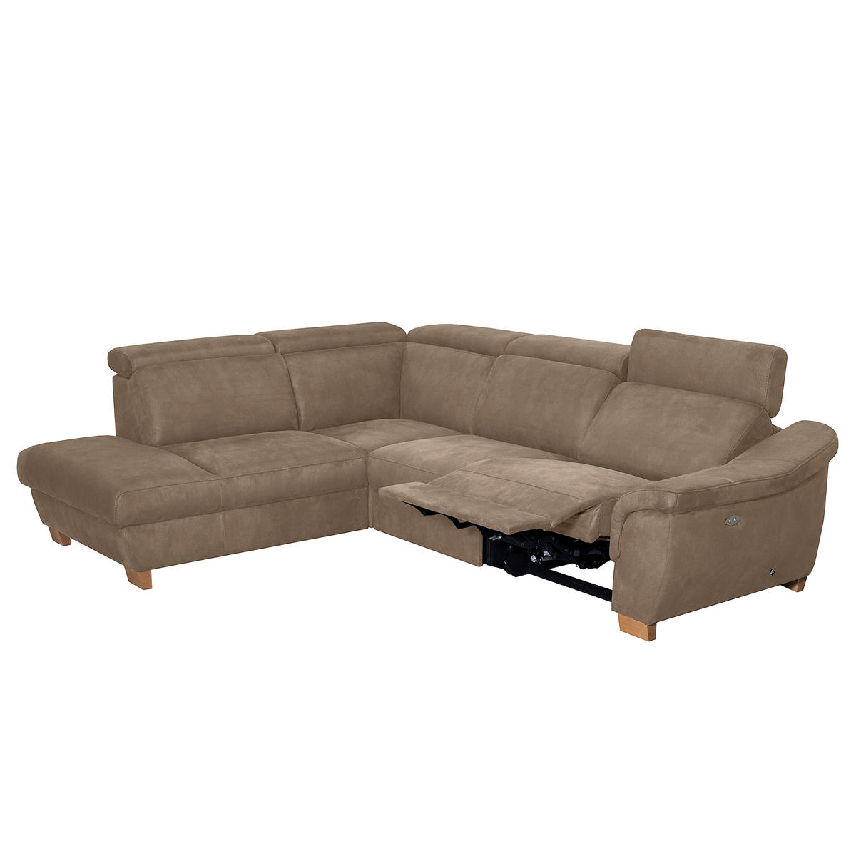 ECKSOFA Mikrofaser Braun  - Naturfarben/Braun, Design, Holz/Textil (276/238cm) - Livetastic