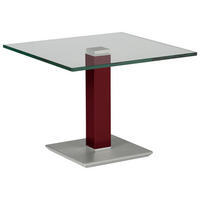 BEISTELLTISCH 60/60/46-65 cm Edelstahlfarben, Weinrot quadratisch  - Edelstahlfarben/Weinrot, Design, Glas/Kunststoff (60/60/46-65cm)