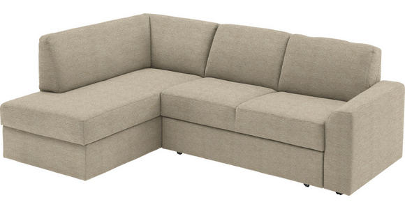 ECKSOFA in Webstoff Beige  165/224 cm  - Beige/Schwarz, KONVENTIONELL, Kunststoff/Textil (165/224cm) - Xora