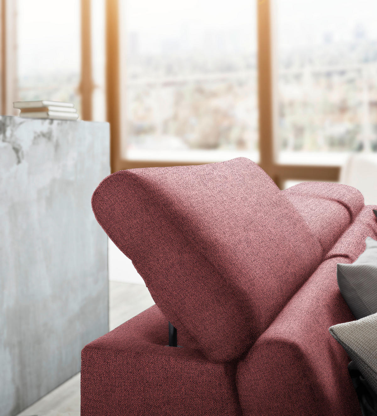 ECKSOFA inkl. Funktionen Hellrot Webstoff  - Hellrot/Silberfarben, Design, Textil/Metall (250/167cm) - Xora