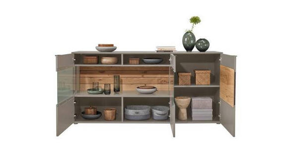 SIDEBOARD Grau, Eichefarben 181,9/87,9/45,2 cm - Eichefarben/Schwarz, Design, Glas/Holz (181,9/87,9/45,2cm) - Dieter Knoll