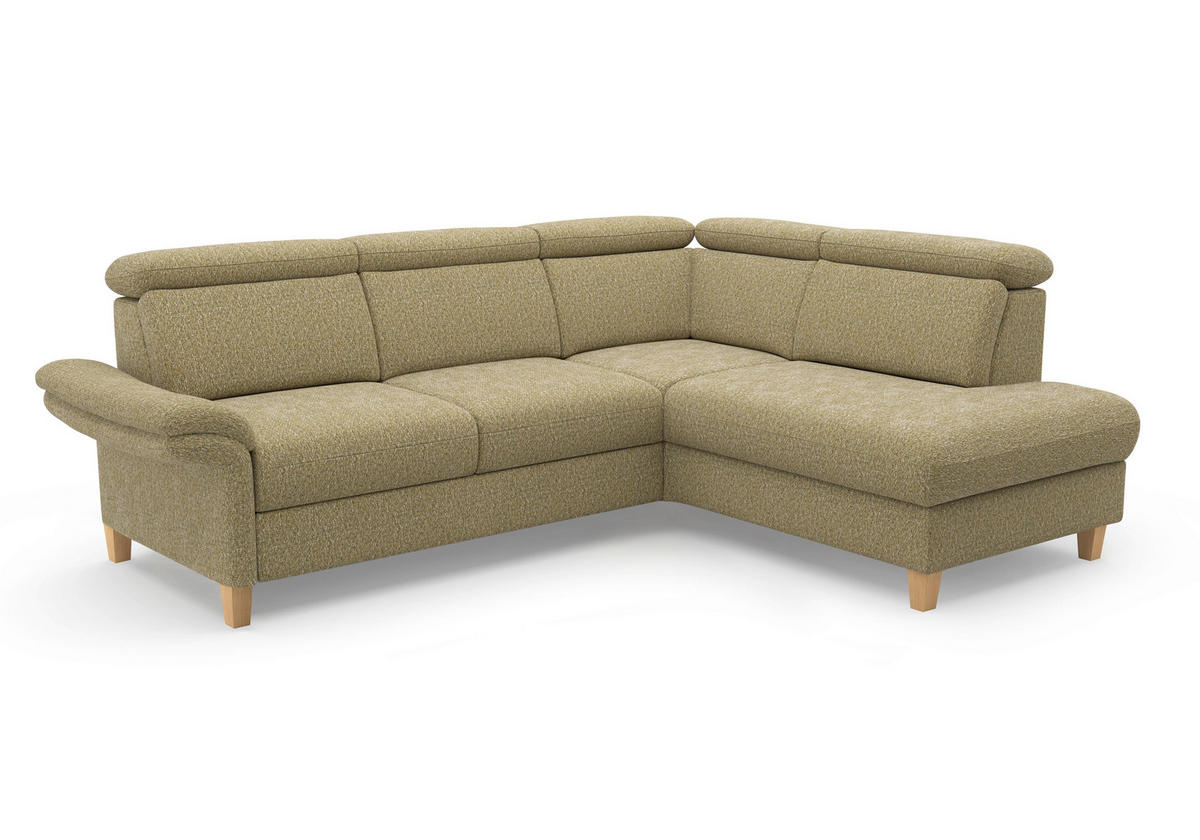 ECKSOFA GLENDALE E Olivgrün Chenille  - Eichefarben/Olivgrün, KONVENTIONELL, Holz/Textil (247/193cm) - Sit & More