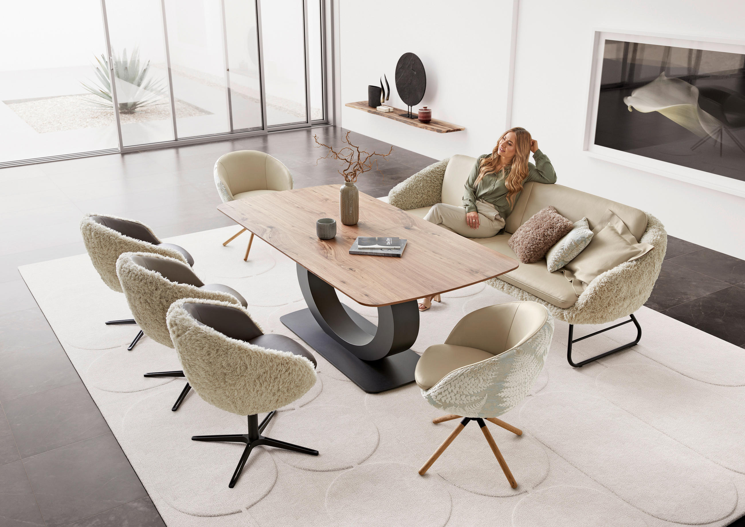 ESSTISCH Nussbaum furniert Nussbaumfarben  - Nussbaumfarben/Schwarz, Design, Holz/Metall (200/100/76cm) - Koinor