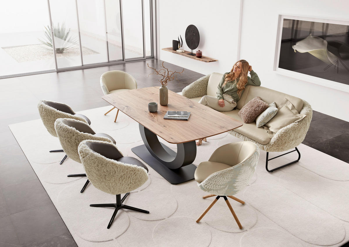 ESSTISCH Nussbaum furniert Nussbaumfarben  - Nussbaumfarben/Schwarz, Design, Holz/Metall (200/100/76cm) - Koinor