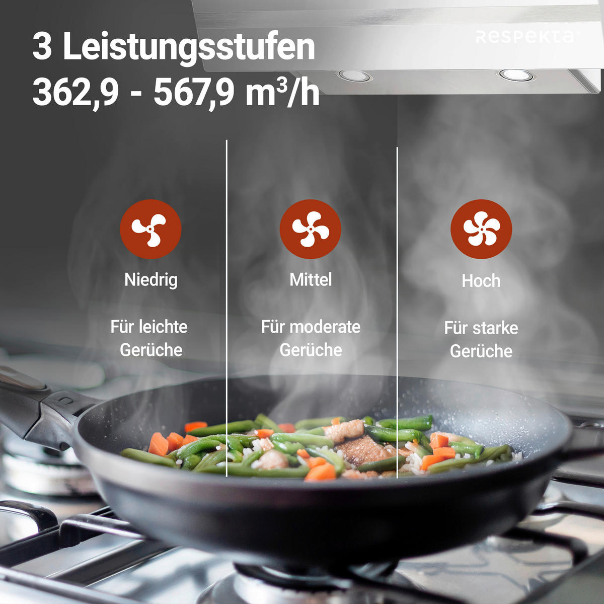 DUNSTABZUGSHAUBE CH24080WM  - Weiß, Trend, Glas/Metall (79,5/74,2-109,2/38,5cm) - Respekta