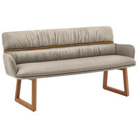 SITZBANK 200/86/68 cm Mikrofaser Greige, Currygelb Wildeiche massiv  - Wildeiche/Currygelb, Design, Holz/Textil (200/86/68cm) - Valdera