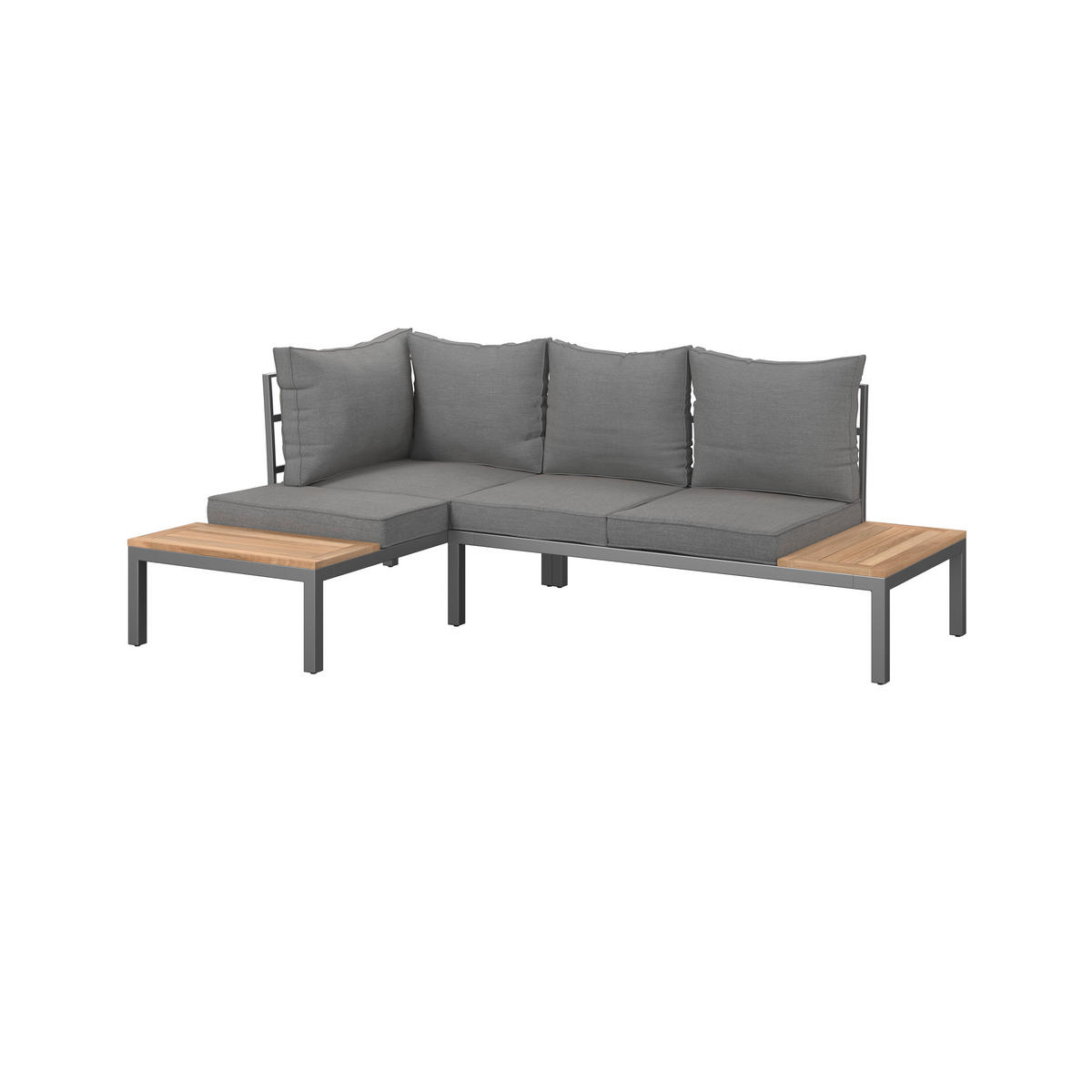 LOUNGEGARNITUR  138/207 cm  vollmassiv Stahl  - Braun/Grau, MODERN, Holz/Metall (138/207cm) - Ambia Garden