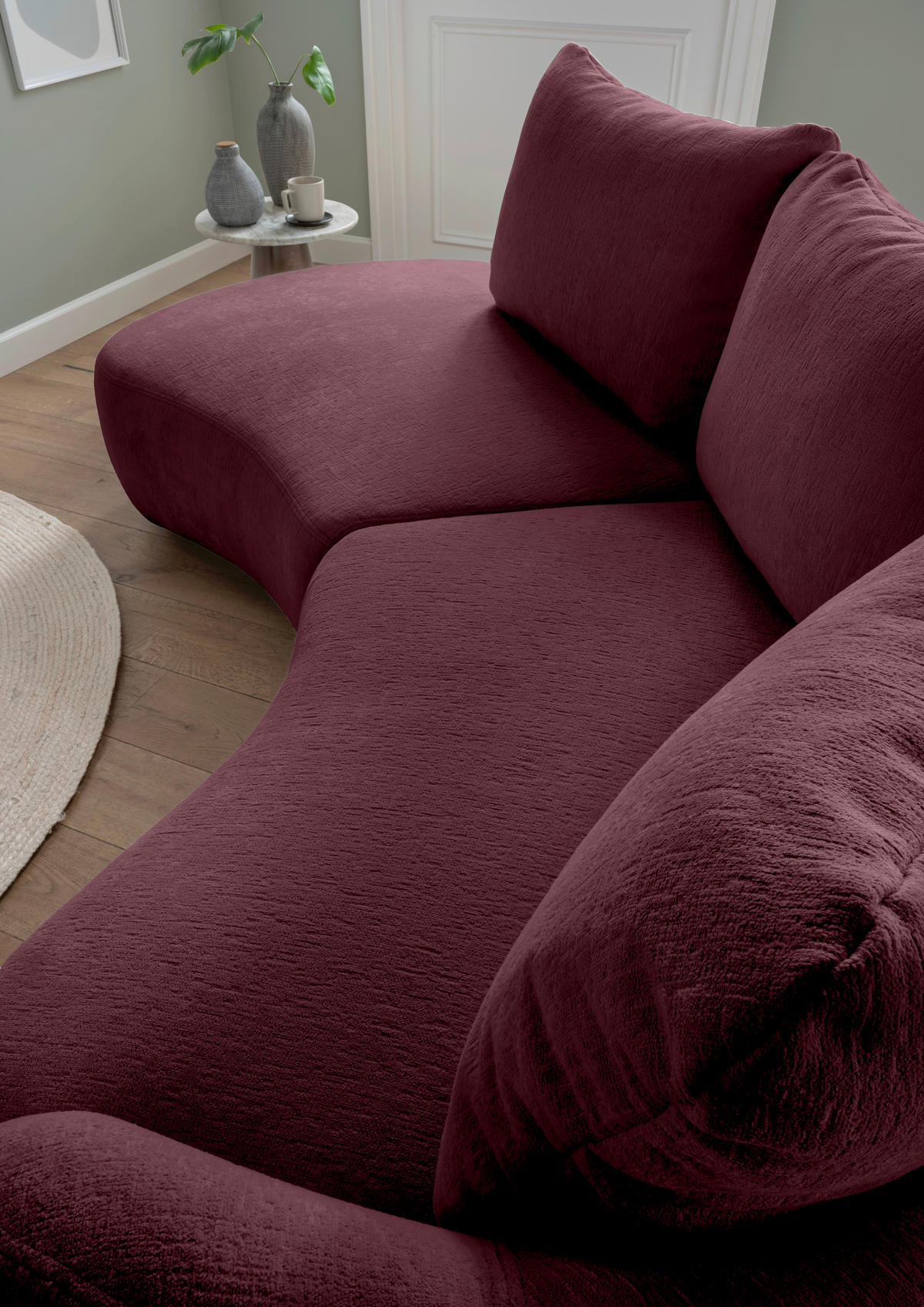 ECKSOFA in Mikrofaser Bordeaux  - Bordeaux/Schwarz, Modern, Kunststoff/Textil (250/139cm) - Livetastic