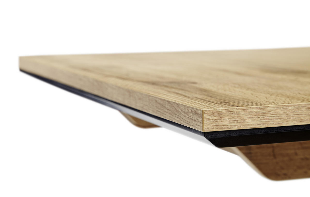 ESSTISCH Eichefarben, Schwarz rechteckig  in verschiedenen Größen erhältlich, ausziehbar  - Eichefarben/Schwarz, Design, Holzwerkstoff (130-170/85/75,5cm) - Cantus