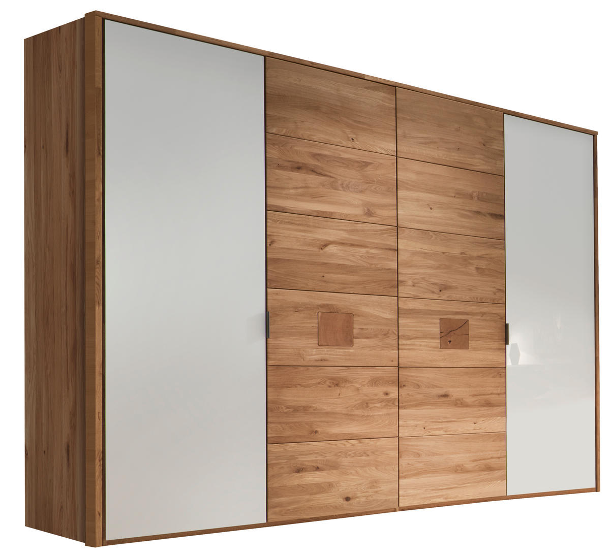 DREHTÜRENSCHRANK  in Weiß, Eichefarben  - Eichefarben/Anthrazit, Natur, Glas/Holz (250/218,5/60cm) - Valnatura