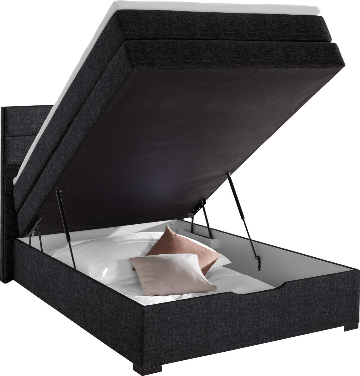 BOXSPRINGBETT 100/200 cm  in Dunkelgrau  - Wengefarben/Dunkelgrau, Konventionell, Textil (100/200cm) - Carryhome