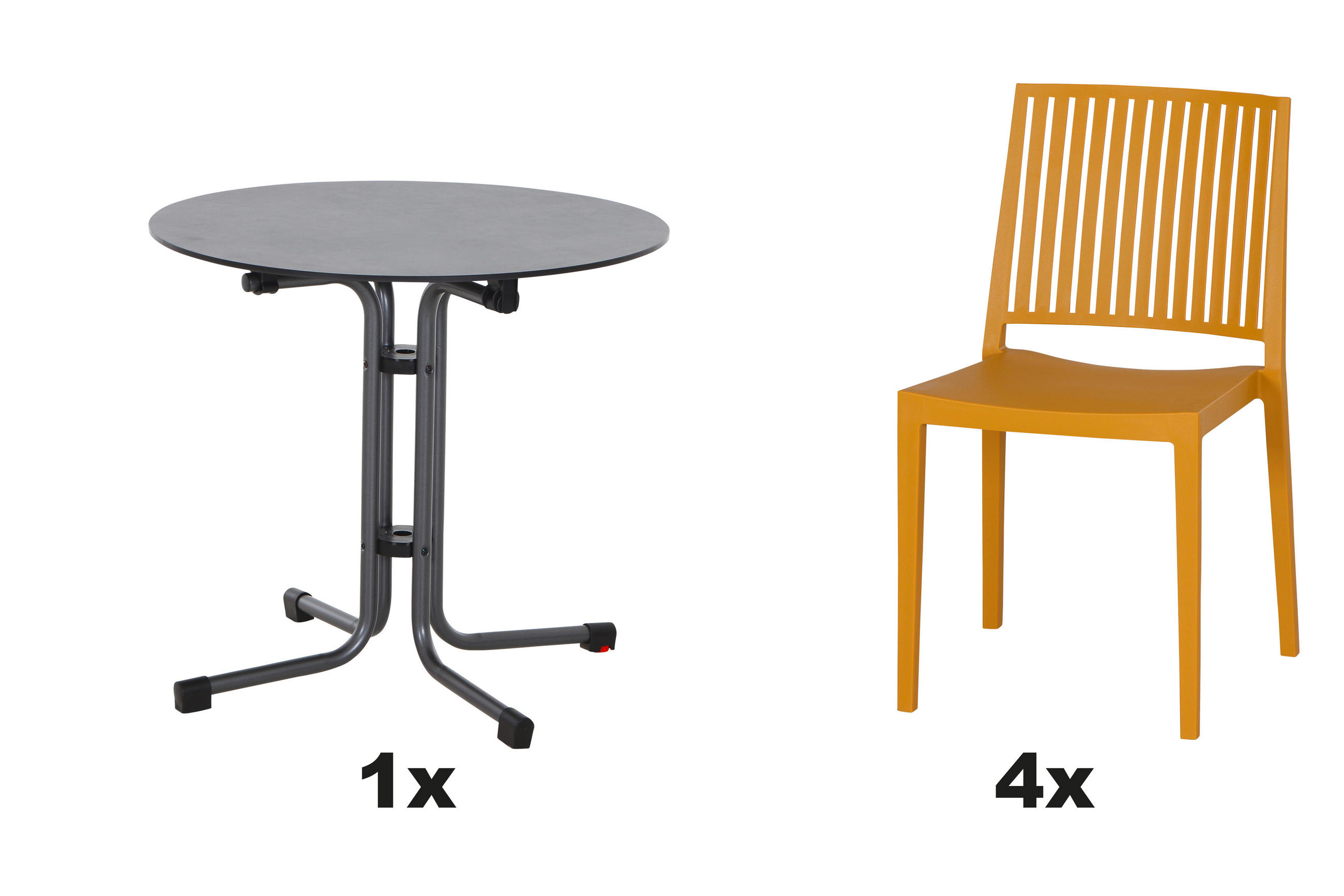 GARTENGARNITUR 5-teilig Stahl  - Anthrazit/Gelb, Basics, Kunststoff/Metall (80/80/80cm) - Siena Garden