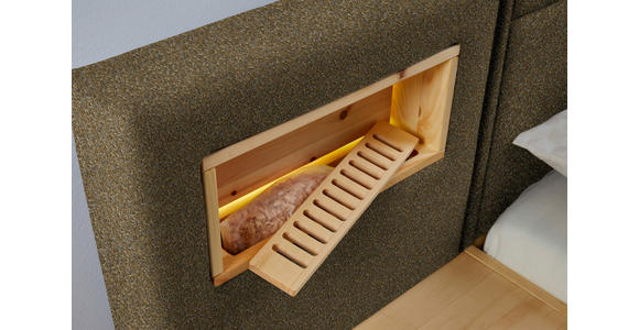 BETT 180/200 cm in Zirbelkieferfarben, Olivgrün - Zirbelkieferfarben/Olivgrün, Natur, Holz/Textil (180/200cm) - Valnatura