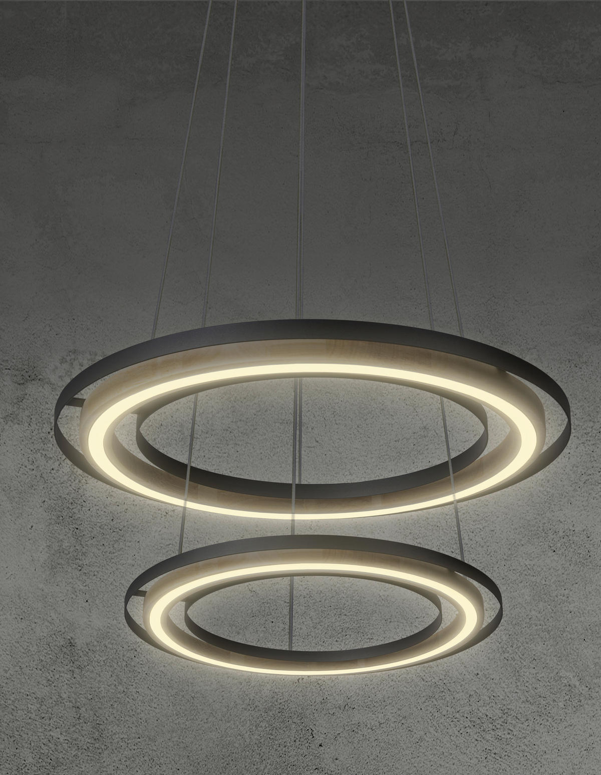 LED-HÄNGELEUCHTE 56/150 cm    - Schwarz/Naturfarben, Design, Holz/Metall (56/150cm) - Globo
