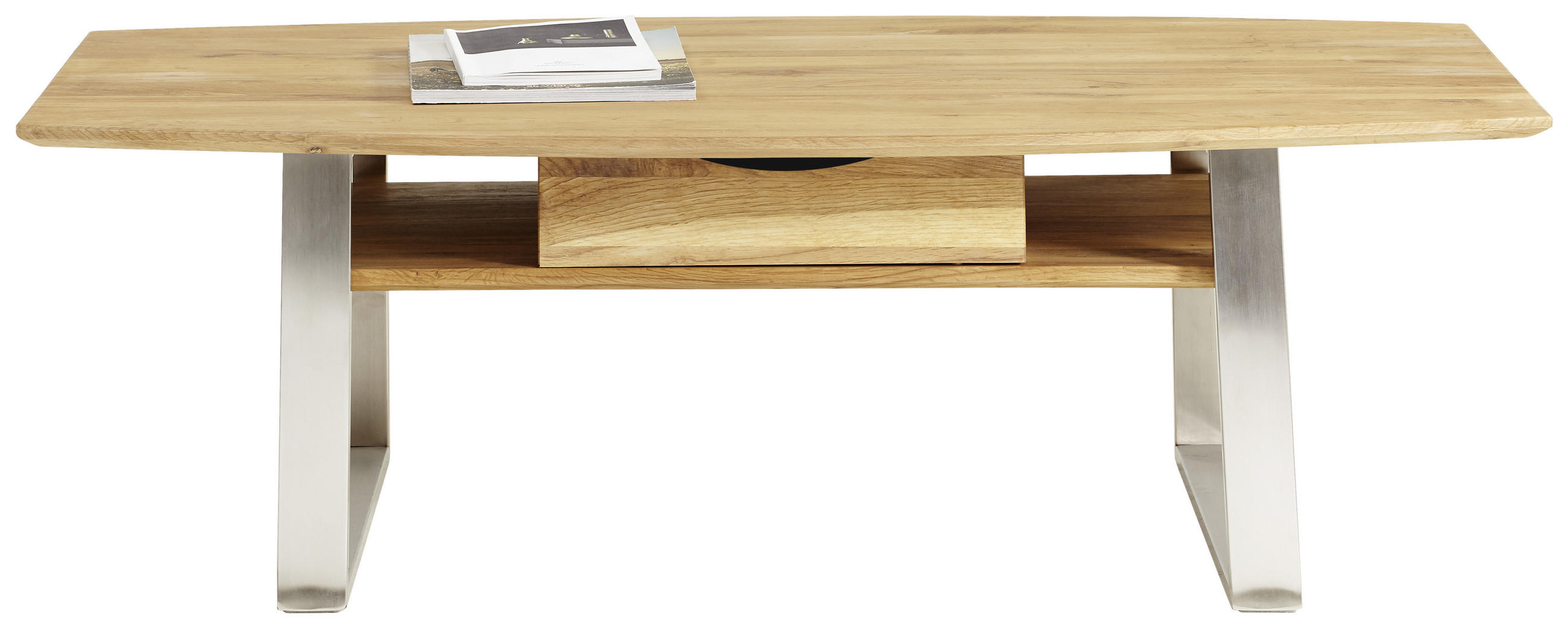 KONFERENČNÝ STOLÍK, farba duba, farba ušľachtilej ocele, drevo, kov, 100/60/35 cm - farba ušľachtilej ocele/farba duba, Modern, kov/drevo (100/60/35cm) - Novel