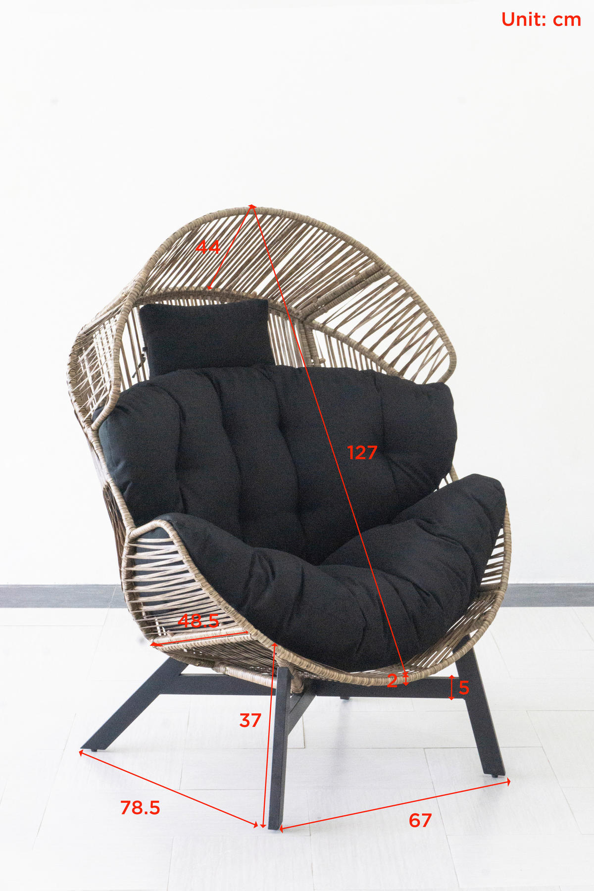 LOUNGESESSEL Naturfarben, Schwarz Stahl  - Schwarz/Naturfarben, Design, Kunststoff/Textil (96/140/101cm) - Ambia Garden