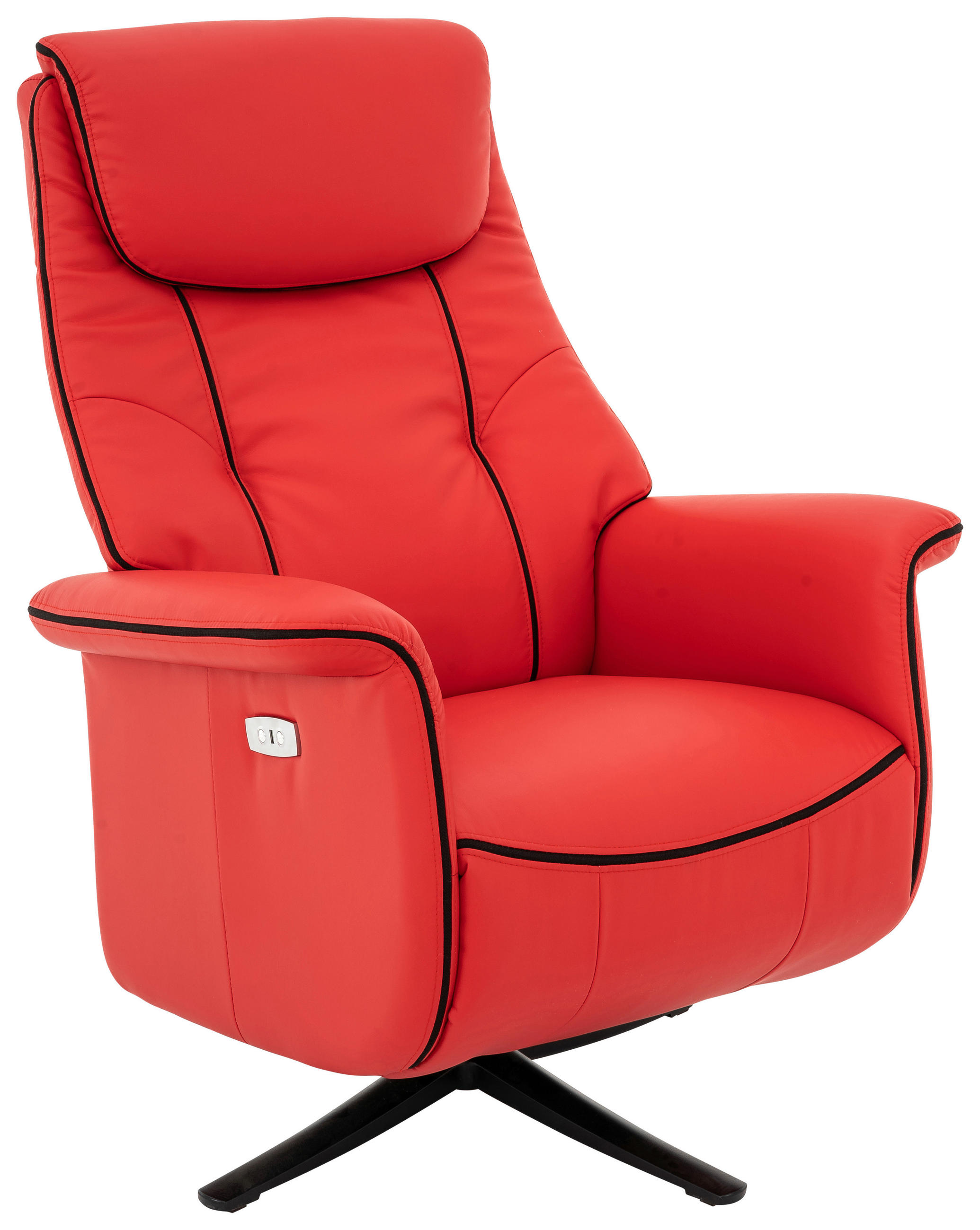 FERNSEHSESSEL  mit Lederlook, Webstoff Rot  - Rot/Schwarz, Design, Textil/Metall (83/113-76/85-163cm) - MID.YOU