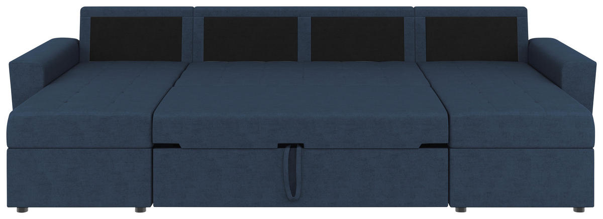 WOHNLANDSCHAFT TERMOLI Dunkelblau Jacquard  - Schwarz/Dunkelblau, Design, Kunststoff/Textil (155/296/155cm) - MID.YOU