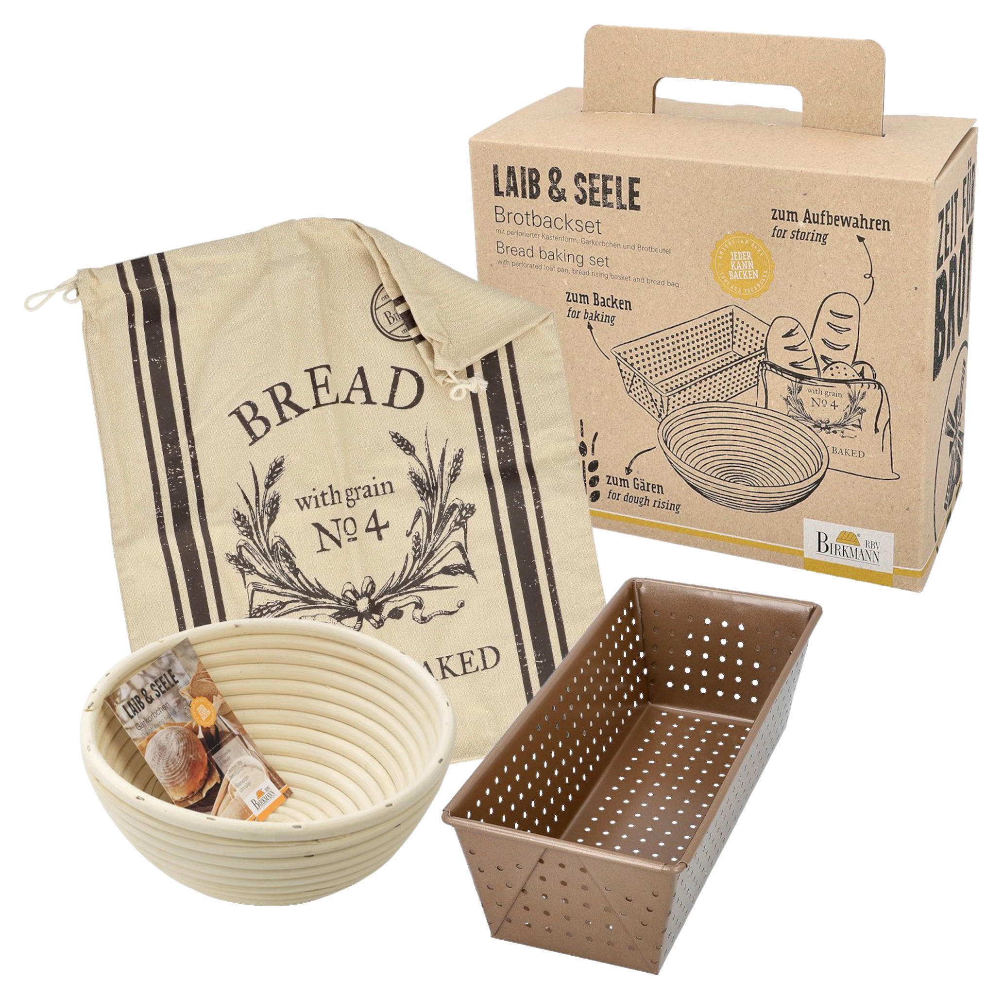 BROTBACK-SET - Basics, Naturmaterialien/Textil (26,3/22/12cm) - Birkmann