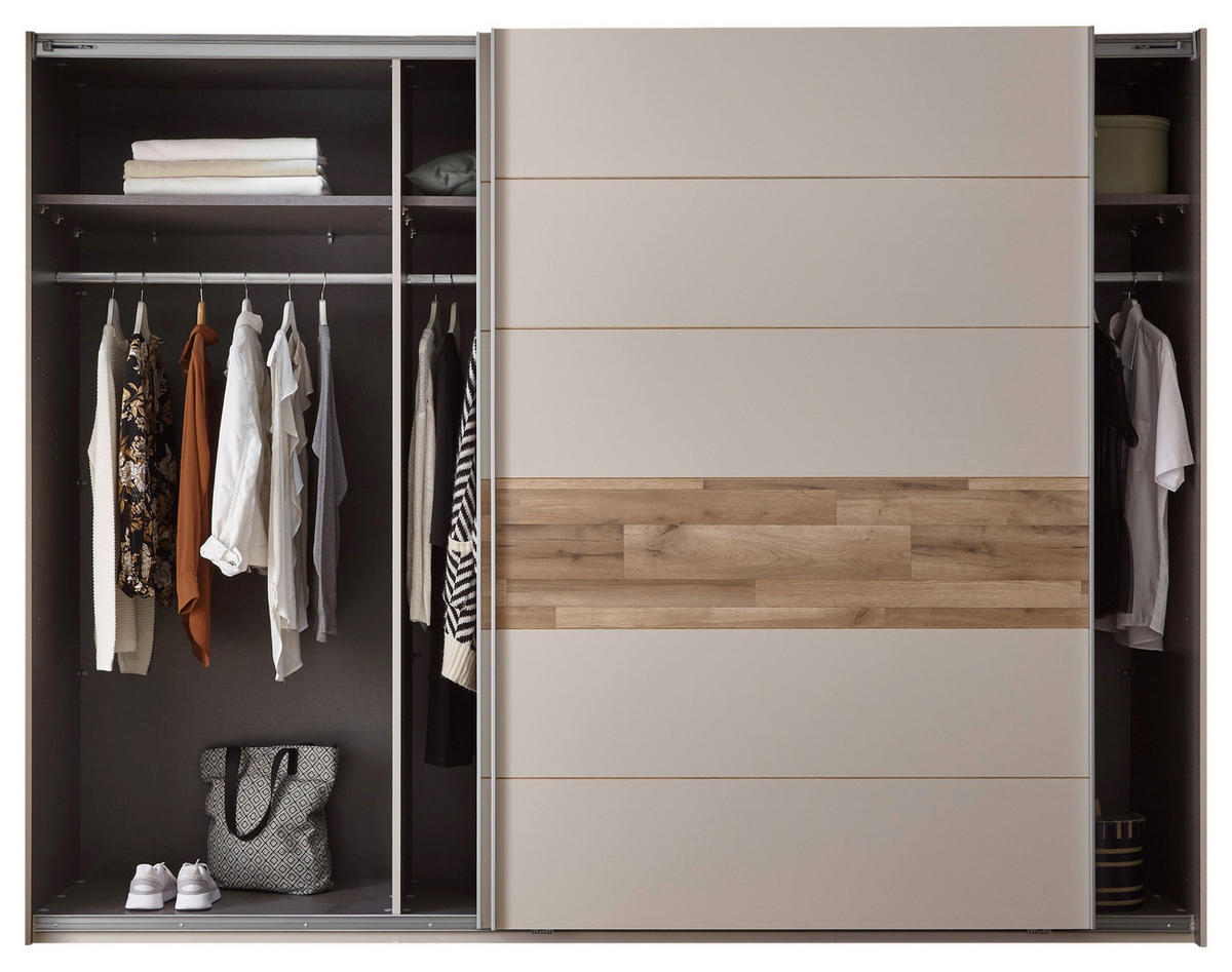  SCHWEBETÜRENSCHRANK 270/210/60 cm 2-türig  - Champagner/Eichefarben, Modern, Holzwerkstoff/Metall (270/210/60cm) - MID.YOU