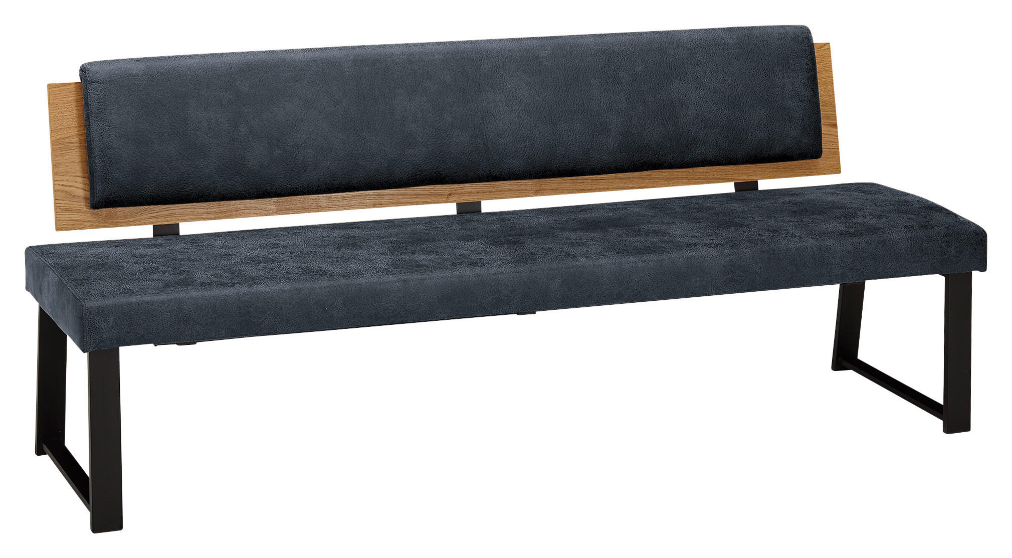 SITZBANK Holz, Textil Dunkelblau  - Schwarz/Dunkelblau, Design, Holz/Textil (160/85/60cm) - Venda
