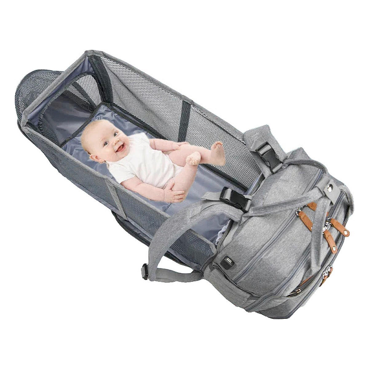 WICKELRUCKSACK Stella Bag Deluxe  - Hellgrau, Basics, Textil (30/40/21cm)