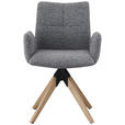 ARMLEHNSTUHL  Stoffauswahl, Sitzfläche 180° drehbar Struktur  Grau  - Eichefarben/Grau, Design, Holz/Textil (58/85/64cm) - Carryhome