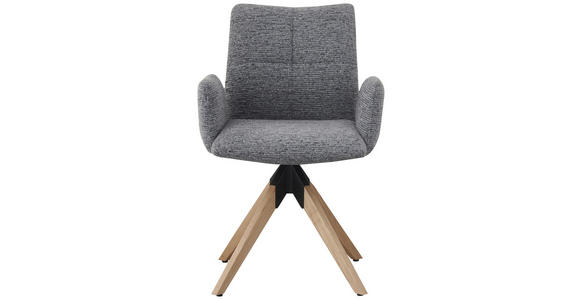 ARMLEHNSTUHL  Stoffauswahl, Sitzfläche 180° drehbar Struktur  Grau  - Eichefarben/Grau, Design, Holz/Textil (58/85/64cm) - Carryhome