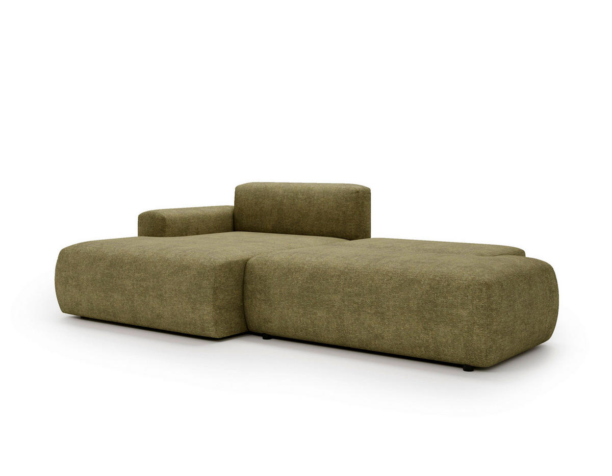 ECKSOFA REVE in Chenille Grün  160/284 cm  - Schwarz/Grün, Design, Kunststoff/Textil (160/284cm) - Livetastic